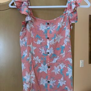 #55 NWT-Soft floral top with delicate sleeves, button down.